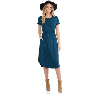 Women’s Short Sleeve Maternity Nursing Dress in blue, size XL
